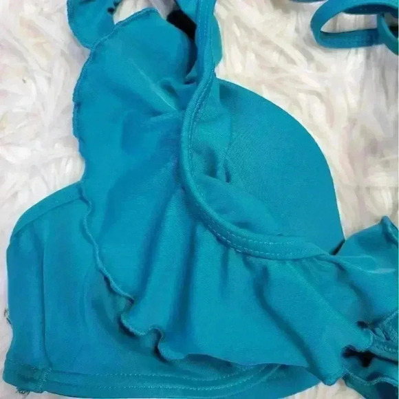 Sundazed Swim Top 36B Womens Green Brooke Ruffle Tie Back Bikini - Picture 6 of 9